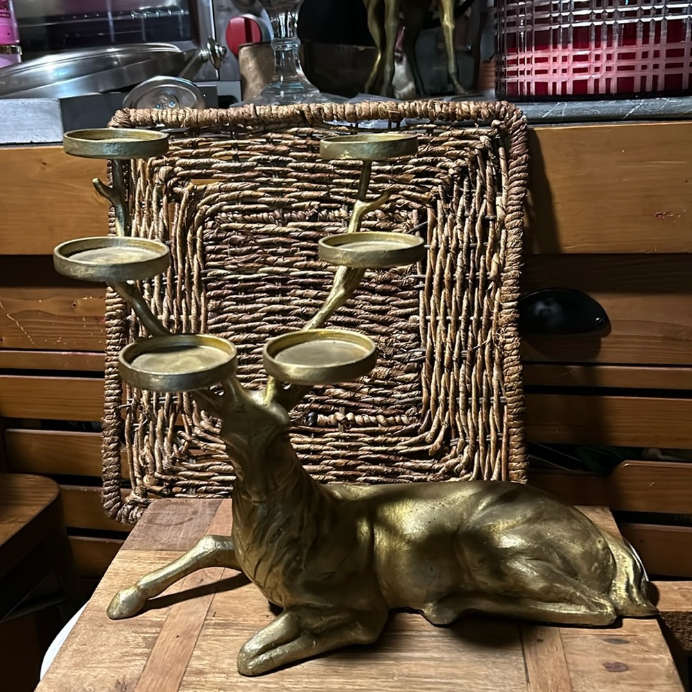 Pottery Barn Reindeer RARE Multi Tea-light Holder
